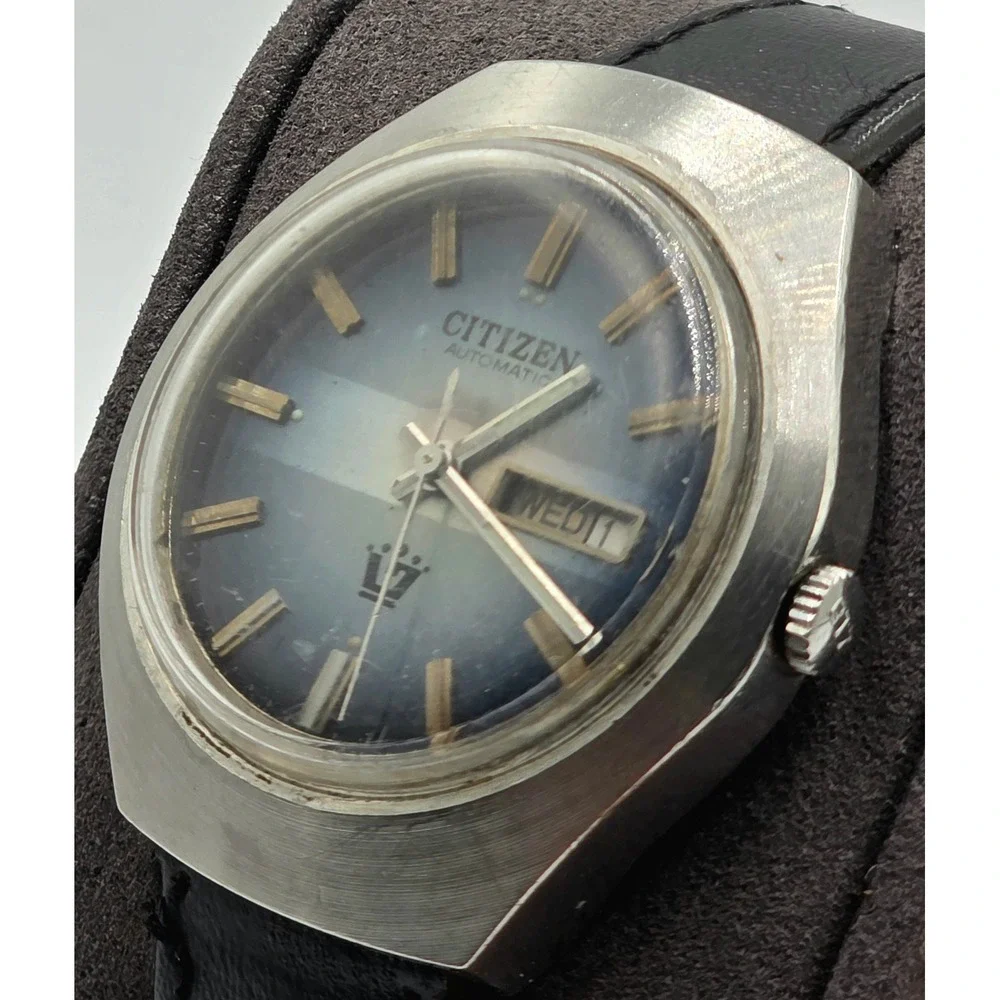 Vintage Citizen 61-8454 Automatic Blue Dial Day Date 17J Japan Men's Watch